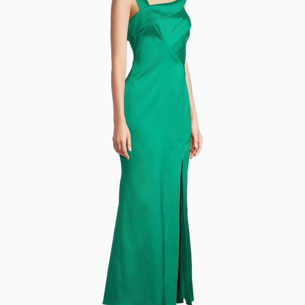 Aidan Mattox off the shoulder satin gown